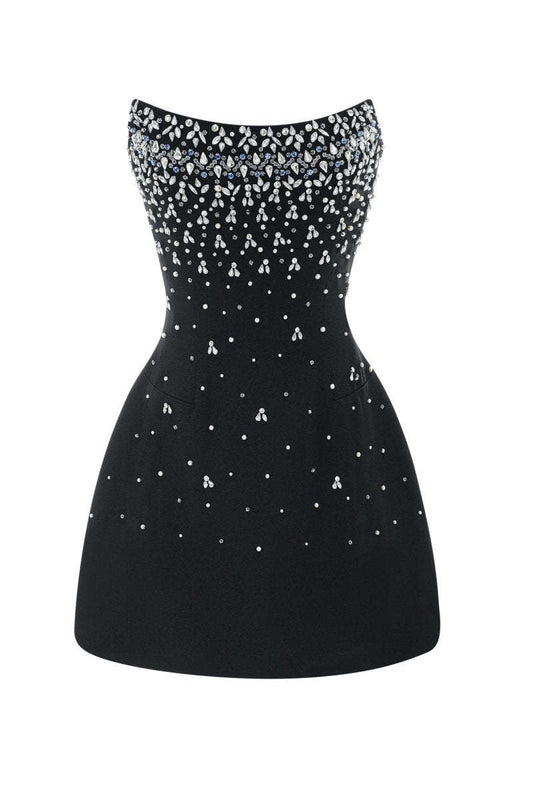 Diamond Strapless High Waisted A-line Party Dress