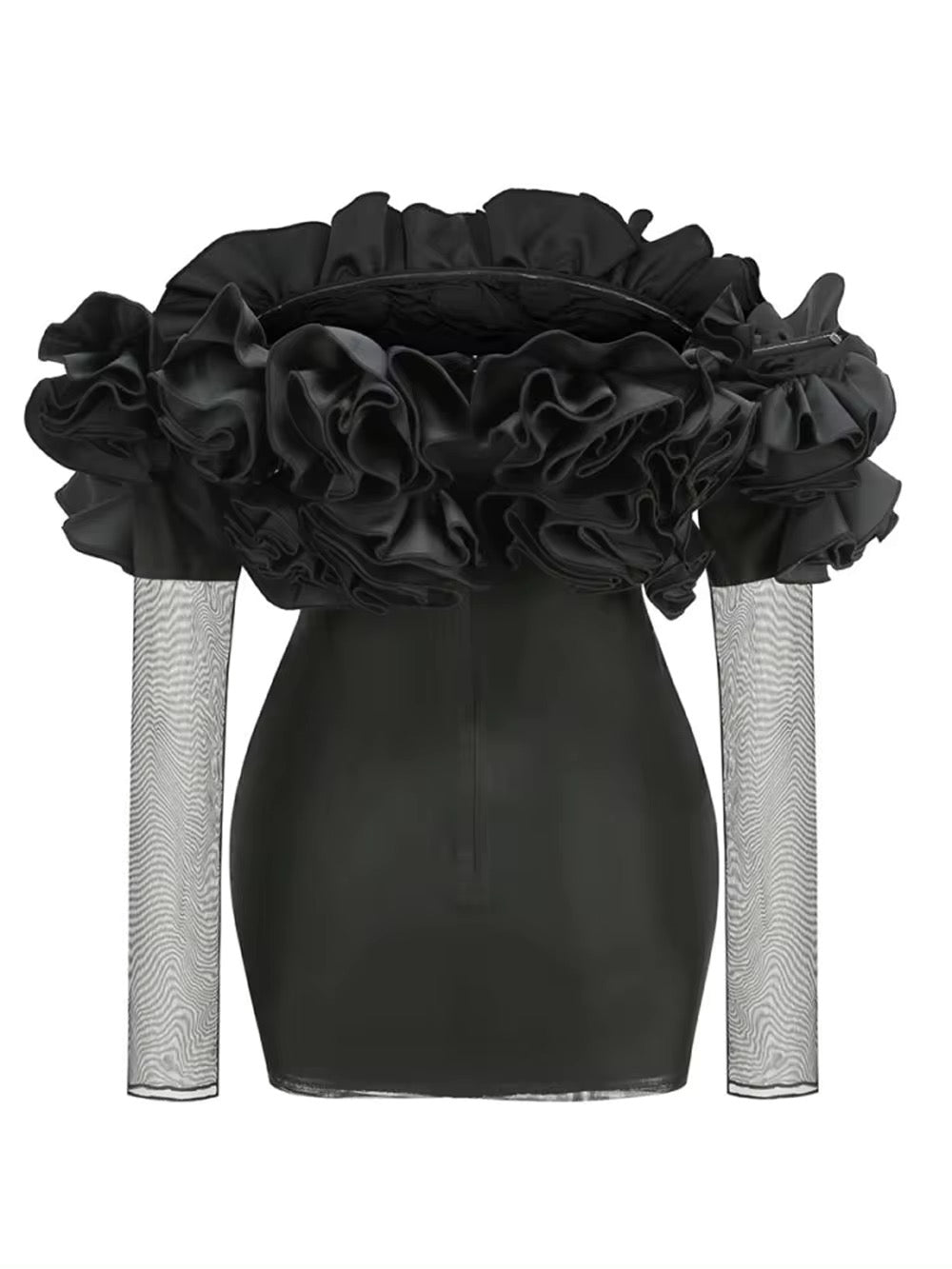 Layered Ruffle Edge Sexy Off Shoulder Mini Dress