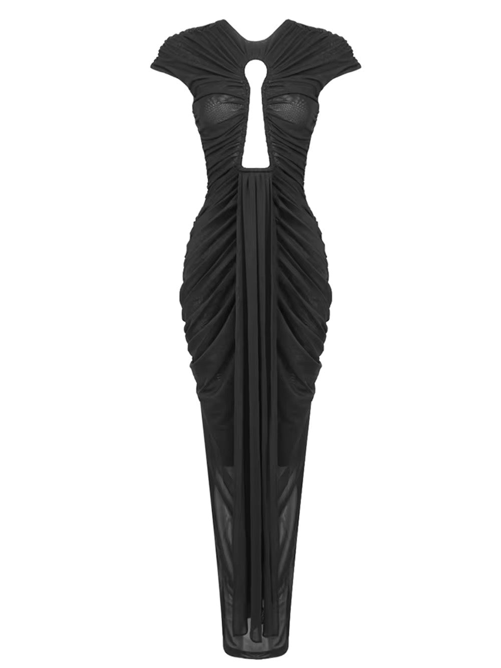 Black Elegant Mesh Long Dress