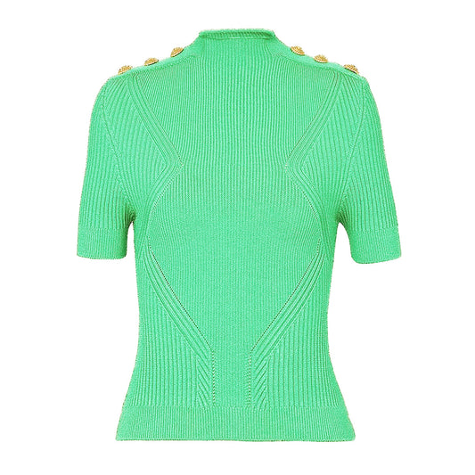 Shoulder Button Short Sleeve T shirt Top Knitwear