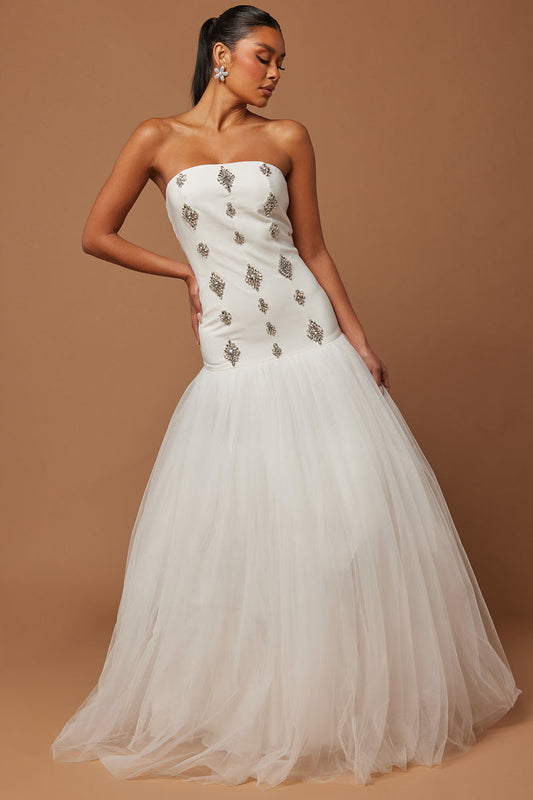 Strapless Diamonds Ball Gown Maxi Dress