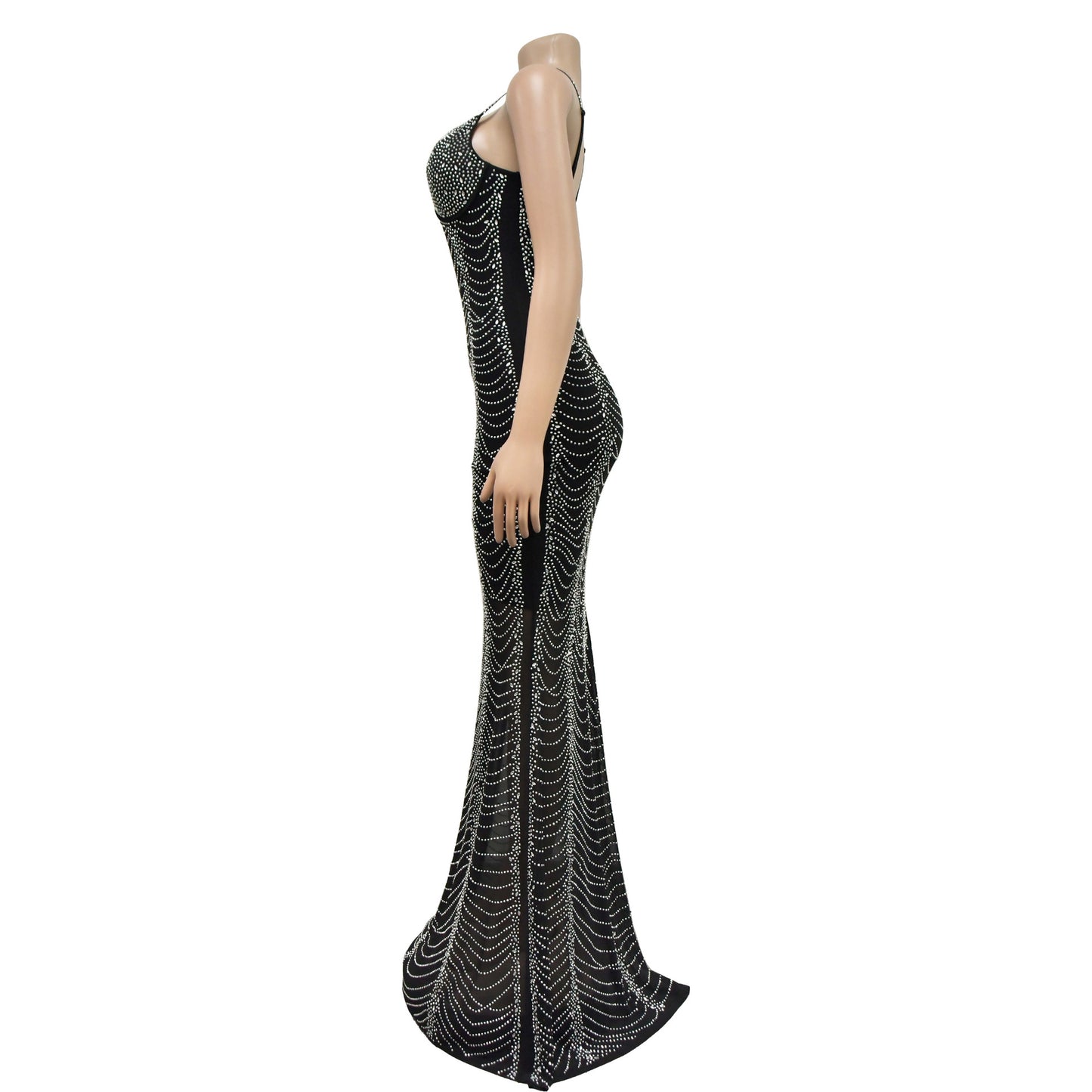 Mesh Drilling Sling Maxi Dress