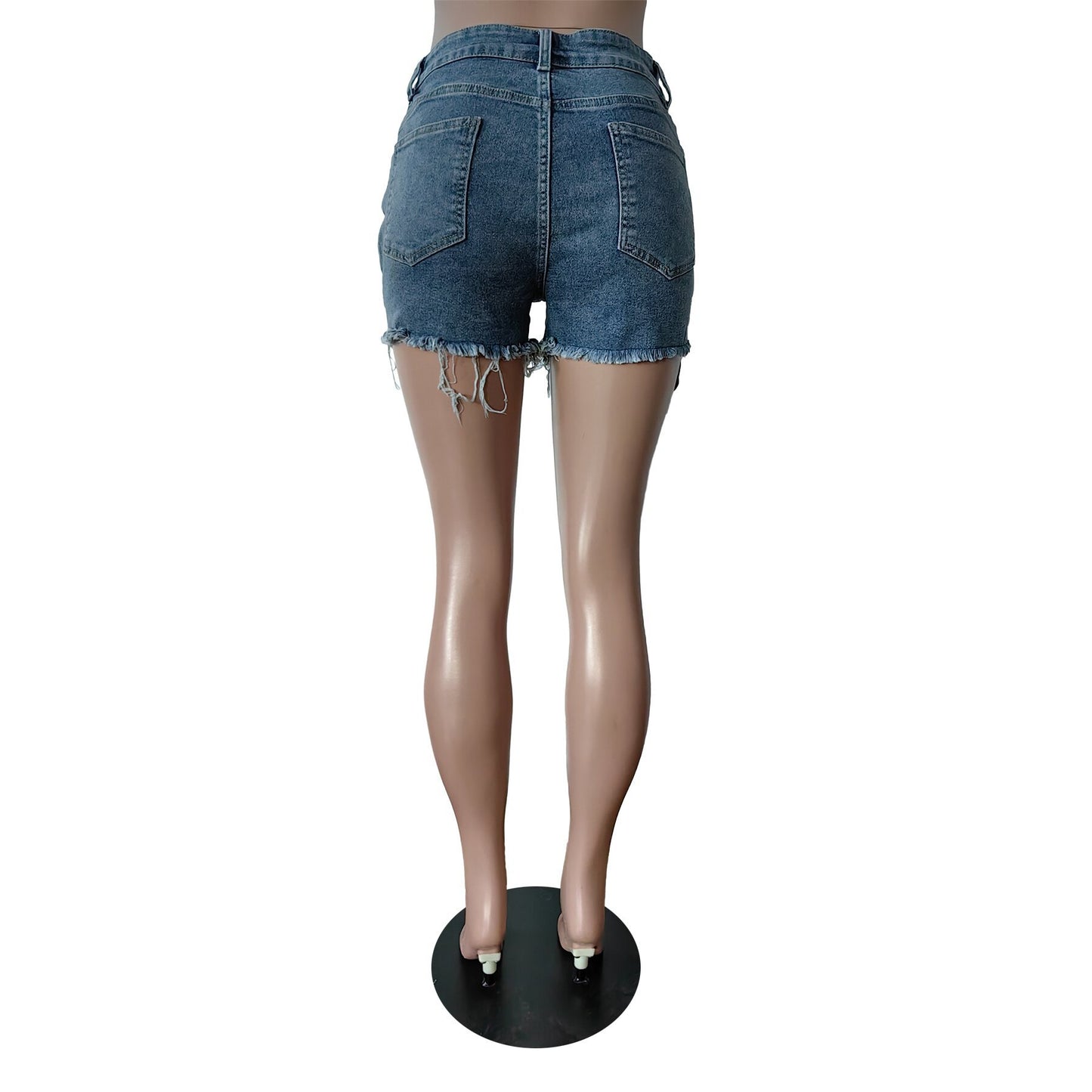 Denim Shorts Beaded Denim Stretch Shorts