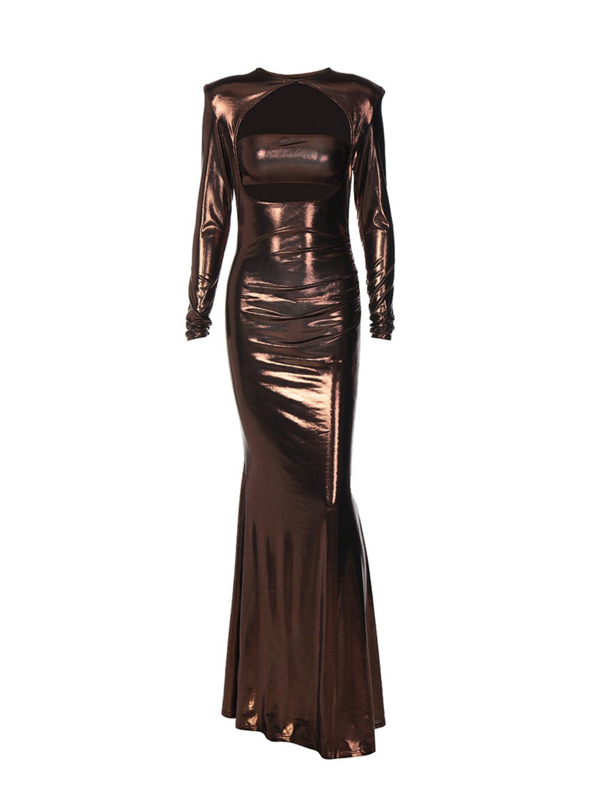 Long Sleeve Cutout Metallic Dress