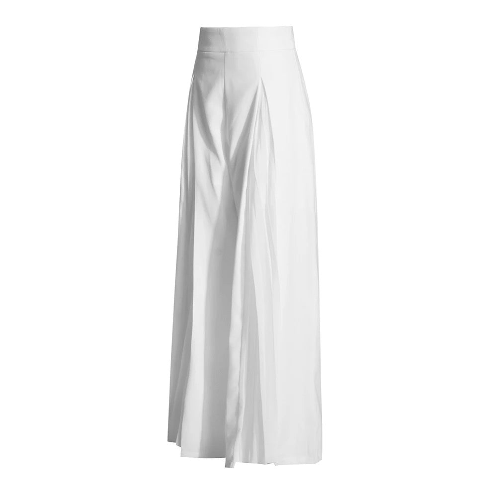 White Pleated Slim Fit Pants Set