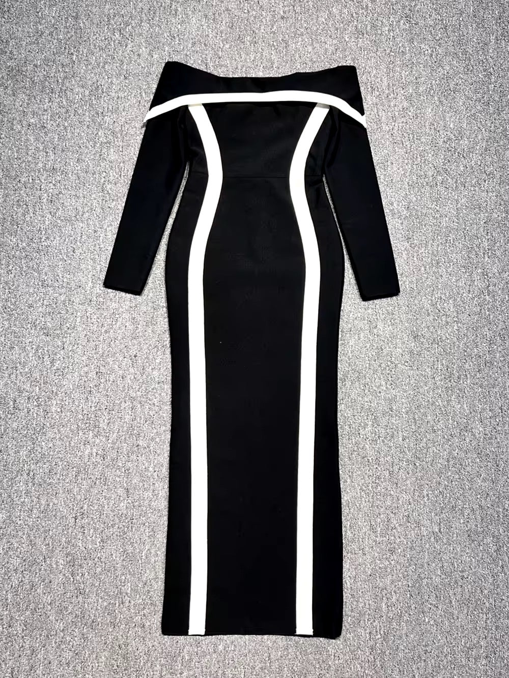 Slash Neck Long Sleeved Tight Bandage Long Dress