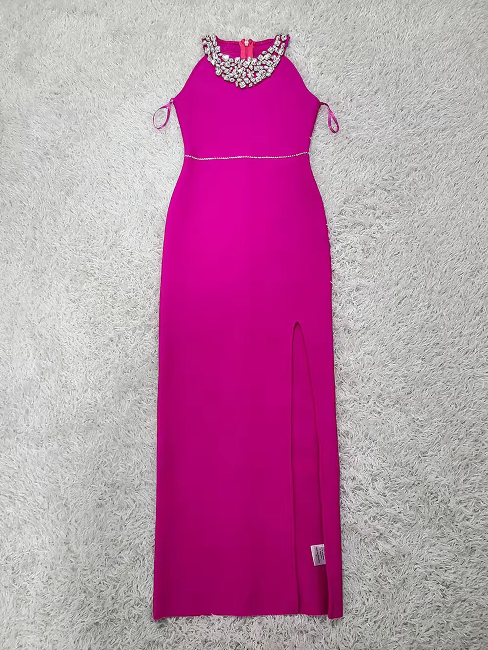 O-Neck Diamond Wrap Hip Maxi Dress