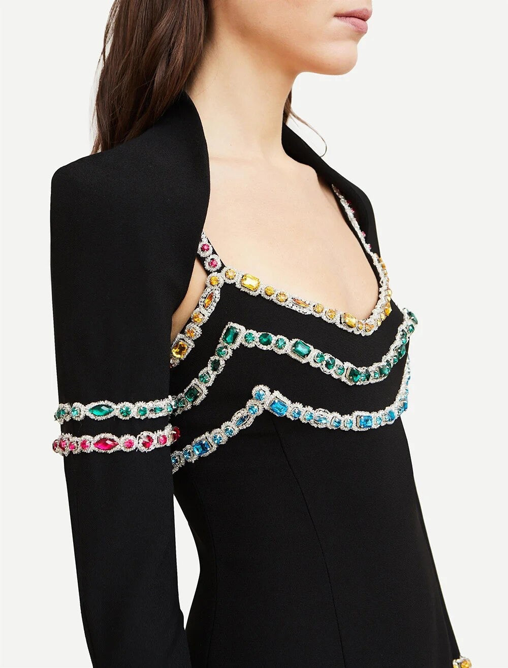 2-piece Set Luxury Diamond Sexy Tight Midi Bandage Dress
