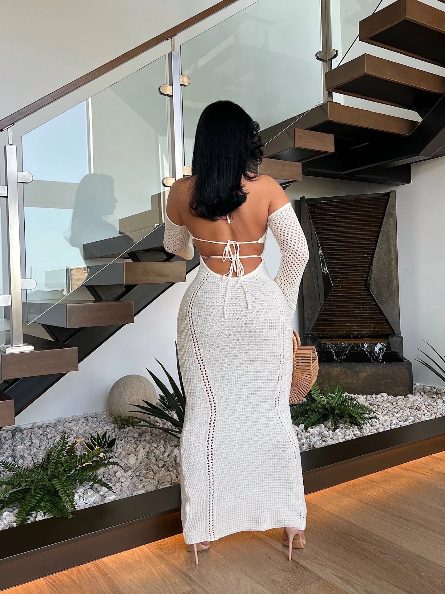 Crochet Maxi Dress White