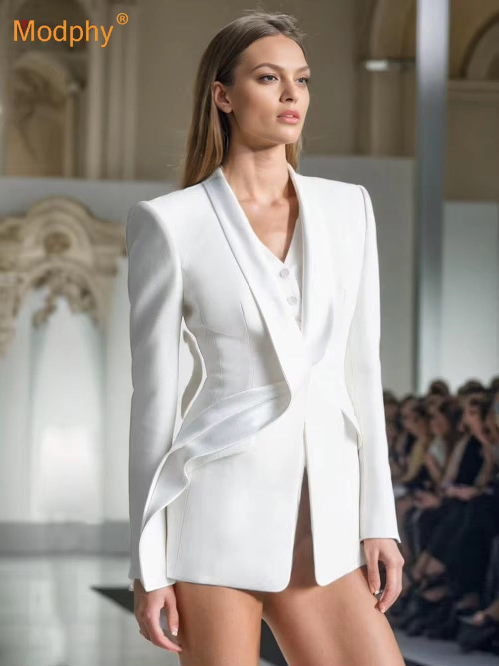 White Slim Elegant Long Sleeved blazer