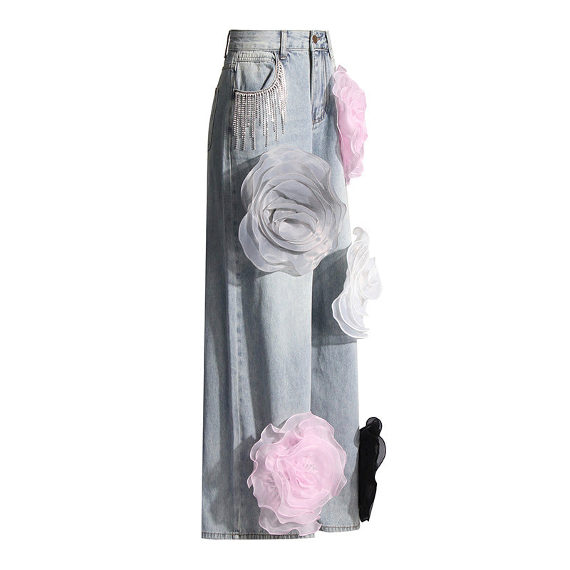 Lia denim flower pants