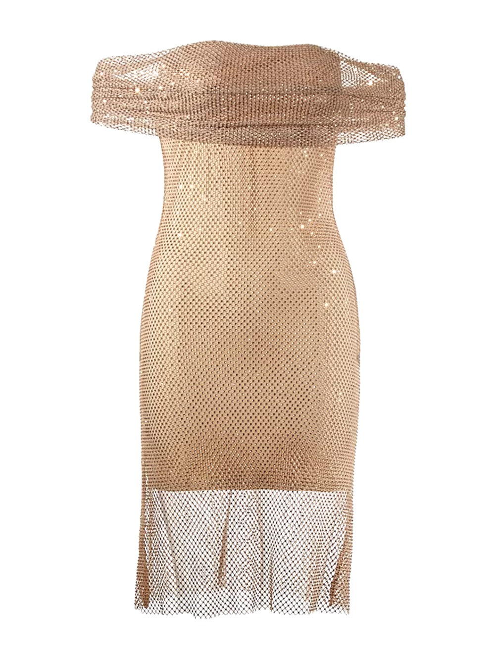 Perspective Mesh Diamond Off shoulder mini Dress