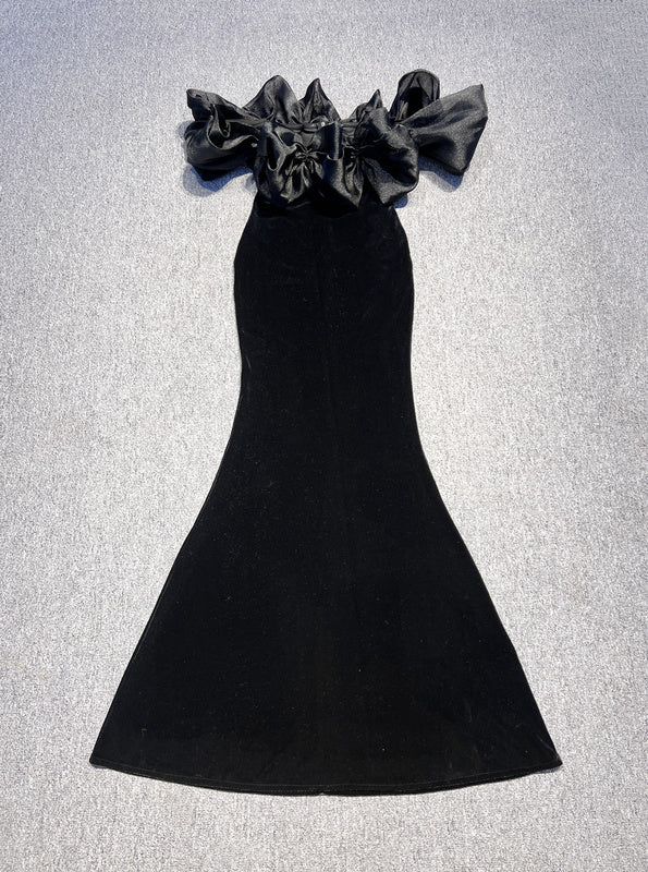 Lorah black velvet dress