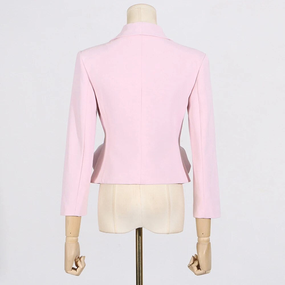 Pink 3D Flower Short Suit blazer