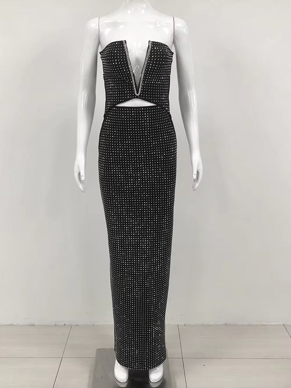 Sparkling Diamond Maxi Bandage Dress