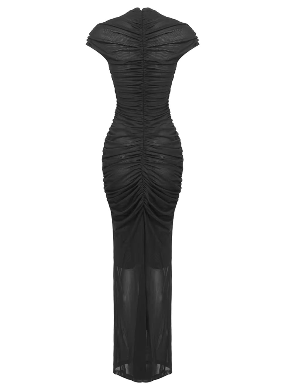 Black Elegant Mesh Long Dress