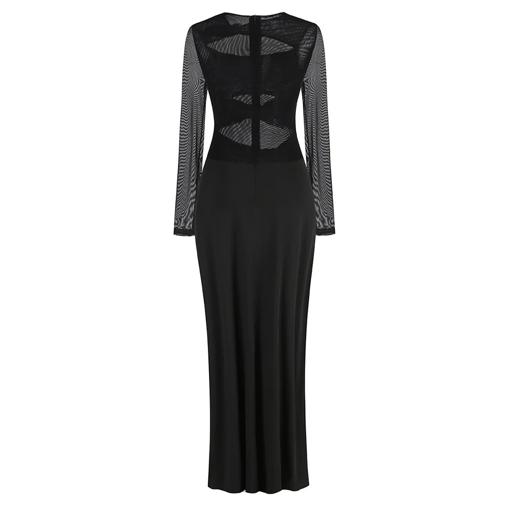 Long Sleeve Hollow Tight High Split Long Dress