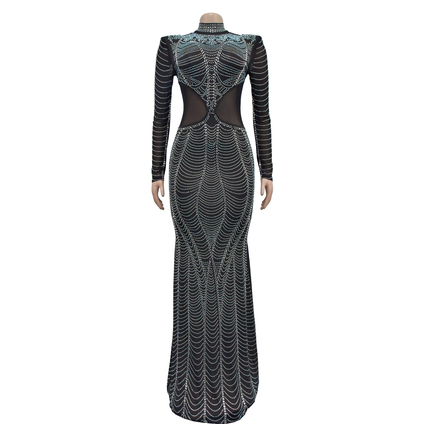 Mesh Rhinestone floor length Dress