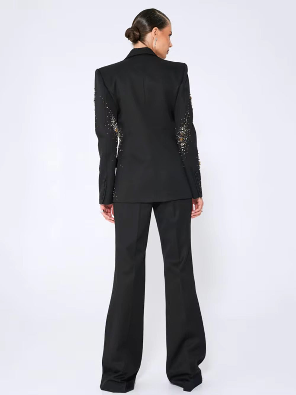 Diamonds Elegant Blazer Suit and Wide Leg Pants Two 2 Piece Sets