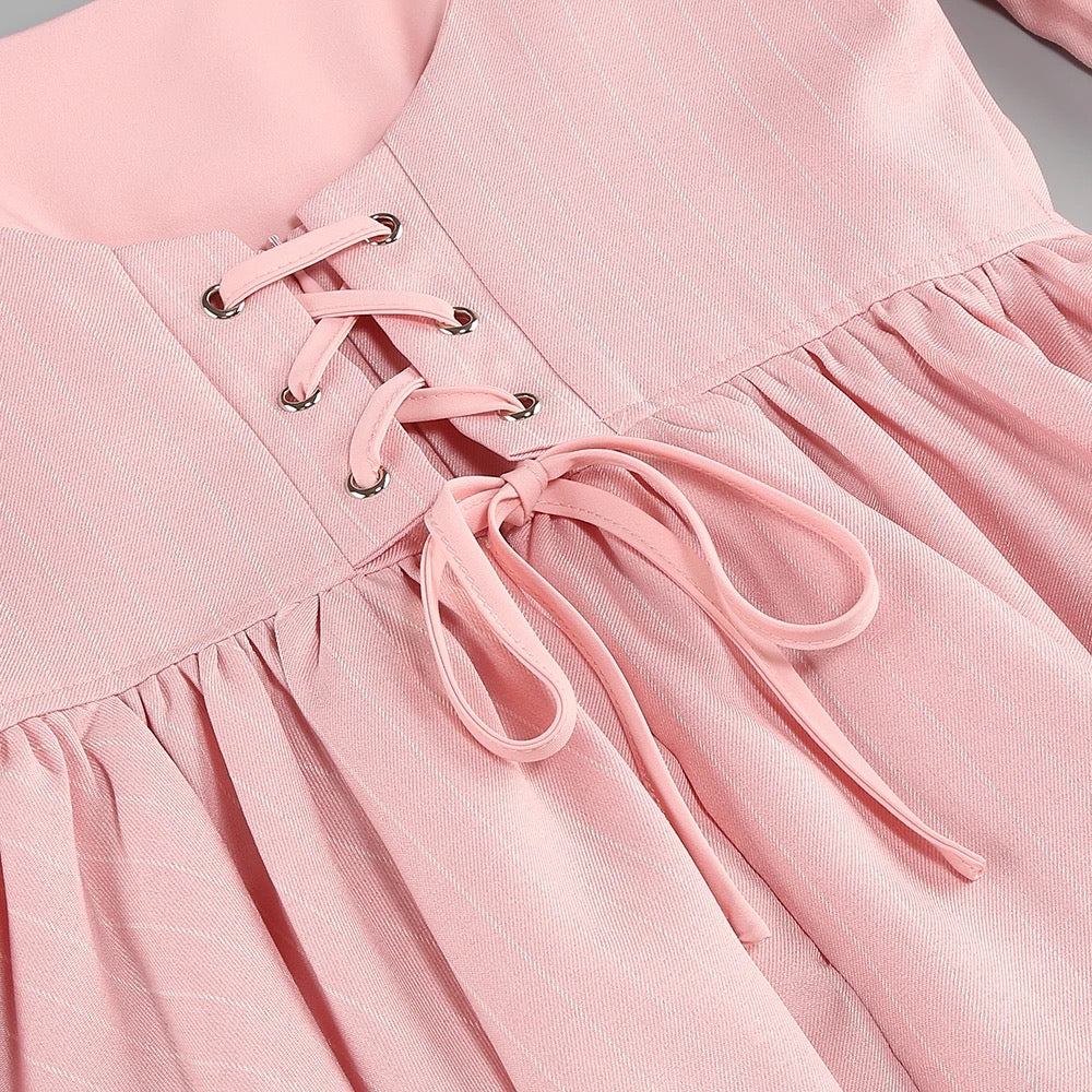 Pink Stripe A-line Diamond Sequins Long sleeved Sexy Mini Dress