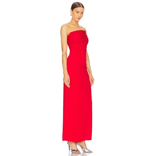 One Shoulder Tight Asymmetric Wrinkle Maxi Bandage Dress