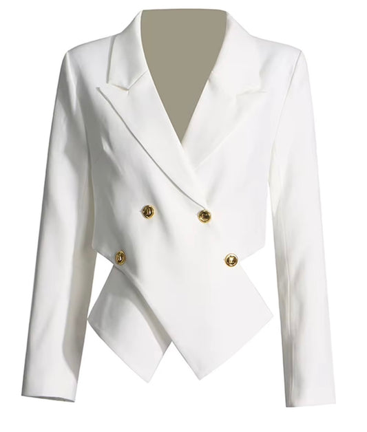 Long Sleeved Double Breasted Asymmetrical Blazer