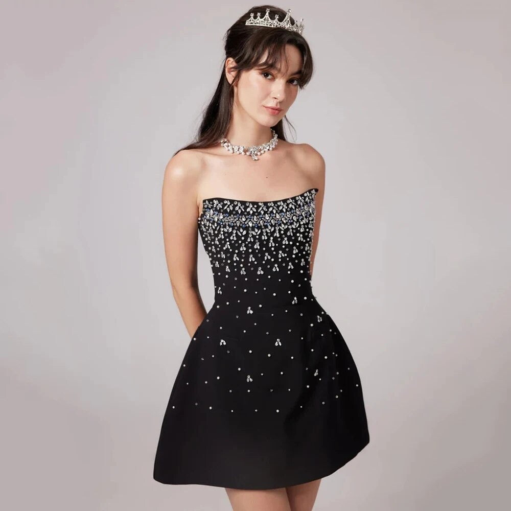 Diamond Sequins Sexy Strapless Mini Dress