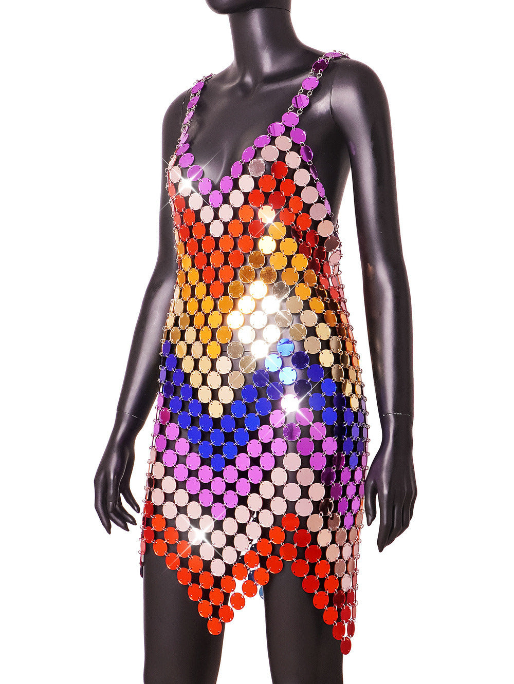 V Neck Acrylic Sequins Dress