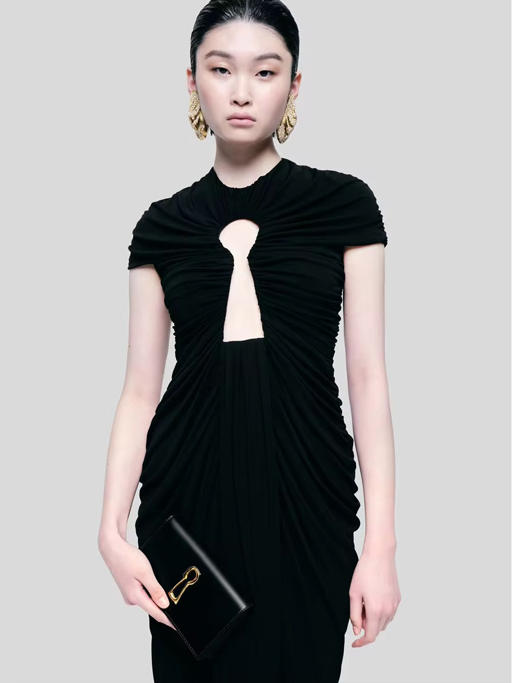 Black Elegant Mesh Long Dress