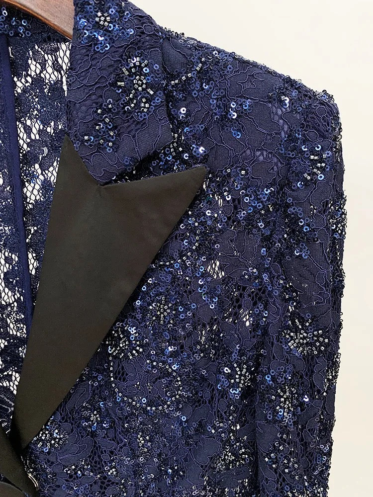 Embroidered Sequin Blazer Set