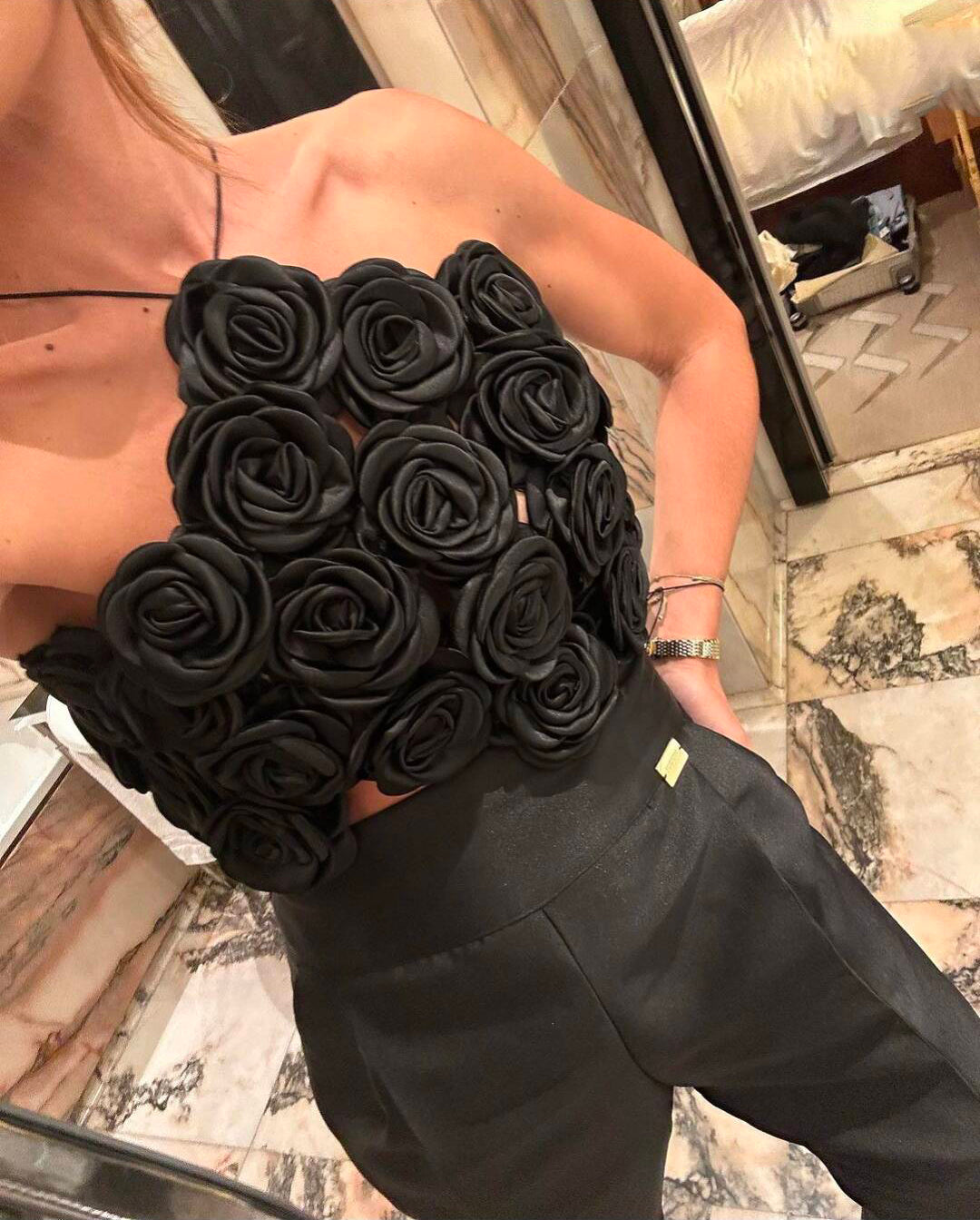 Black flower top