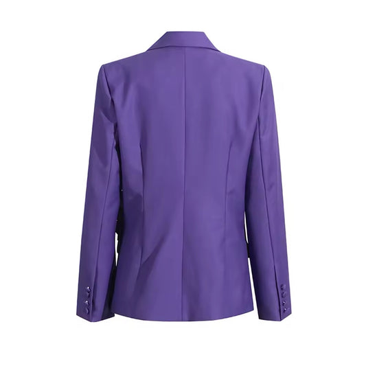 Purple 3D Flowers Suit Coat