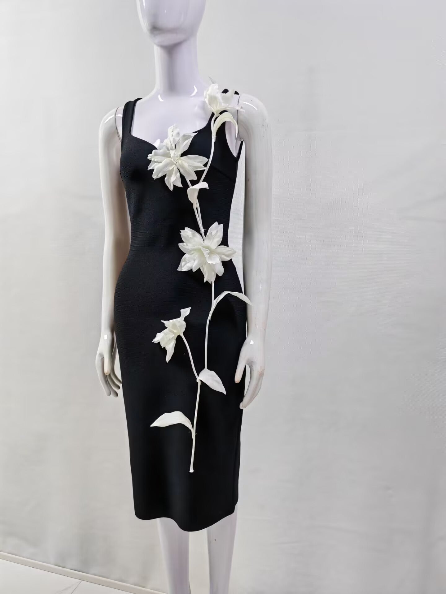 Spaghetti Strap flower Midi Dress