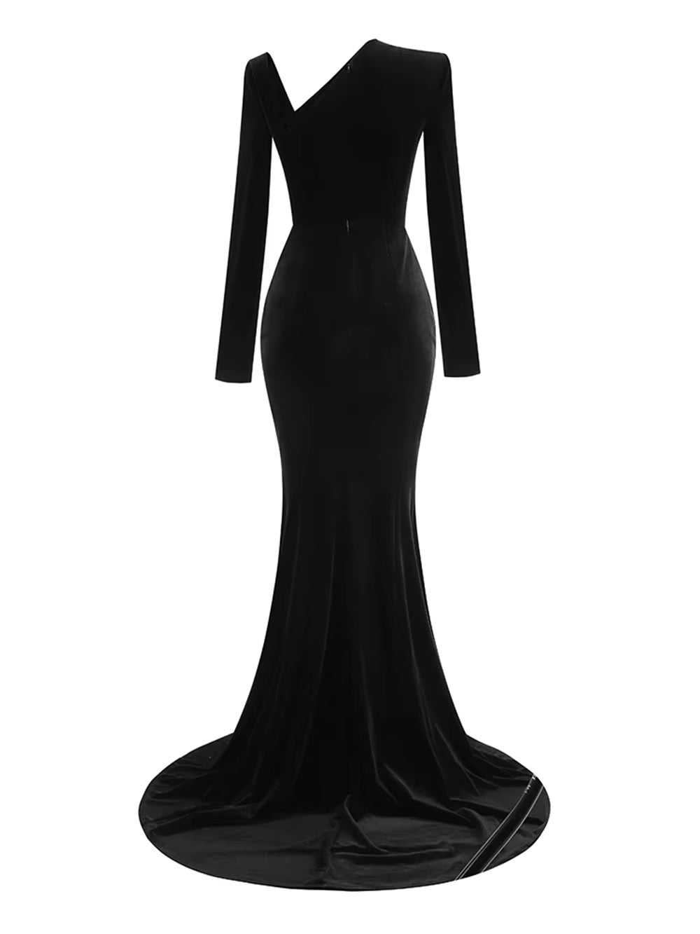 Diamond Hollow Black Long Sleeves Evening Gown