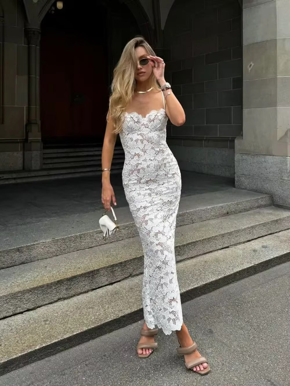 Tight Maxi Backless Flower Tight Hollow Robe dress