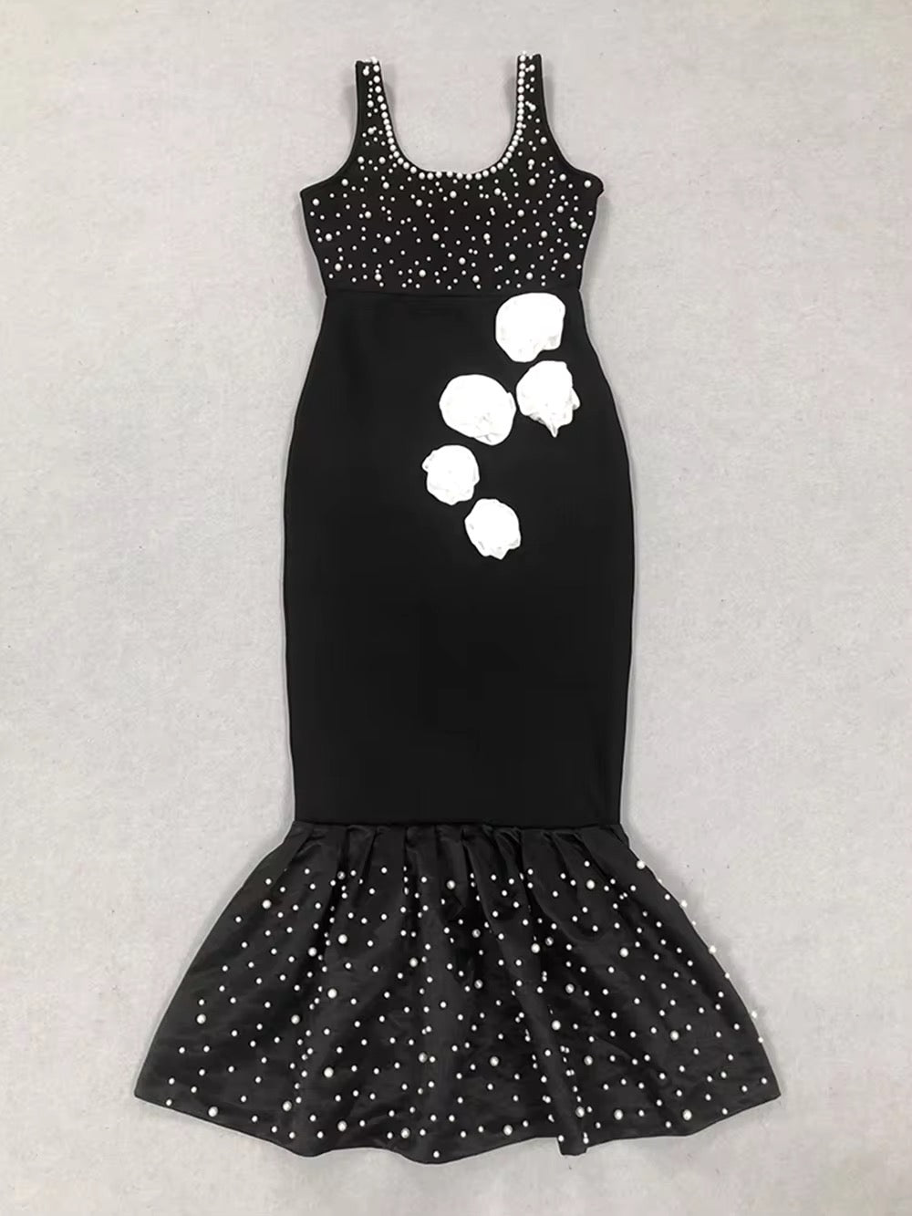 3D Flower Pearl Bodycon Evening dress