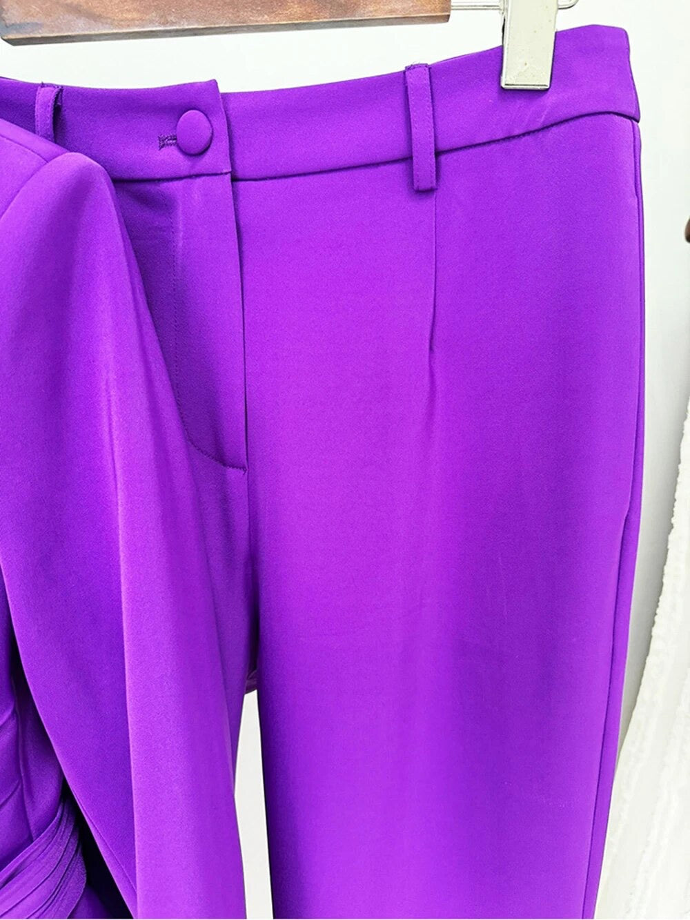 Purple Red Business Pleated Waist Set