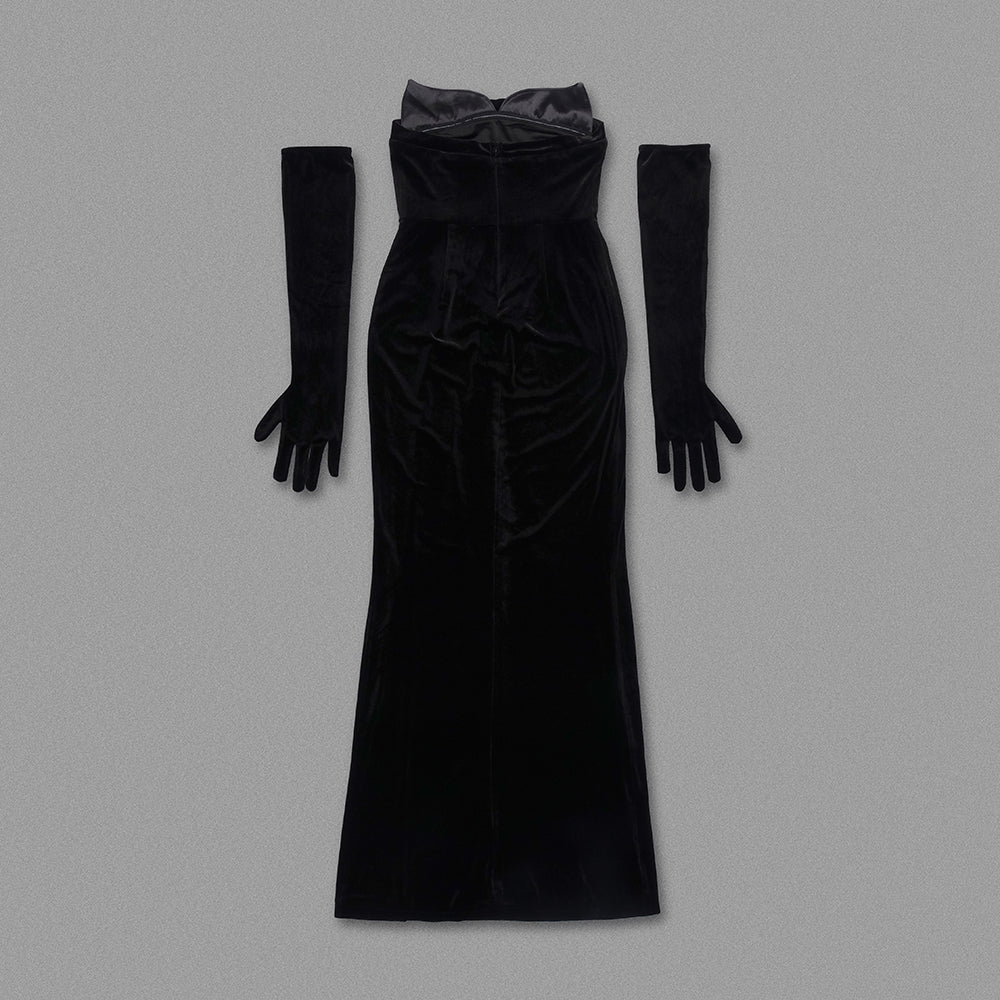 Miss gorgeous floor length velvet dress