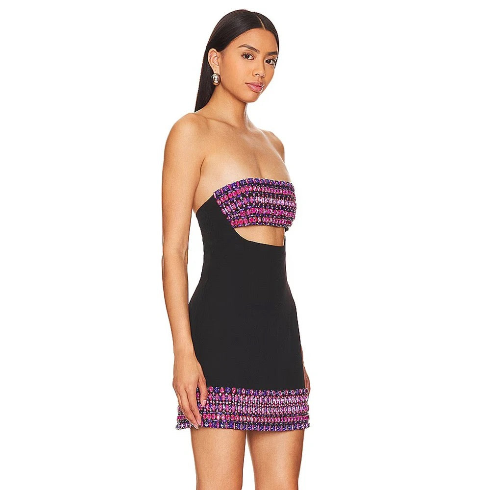 Strapless Sexy Diamond Crystal Tight Mini Bandage Dress