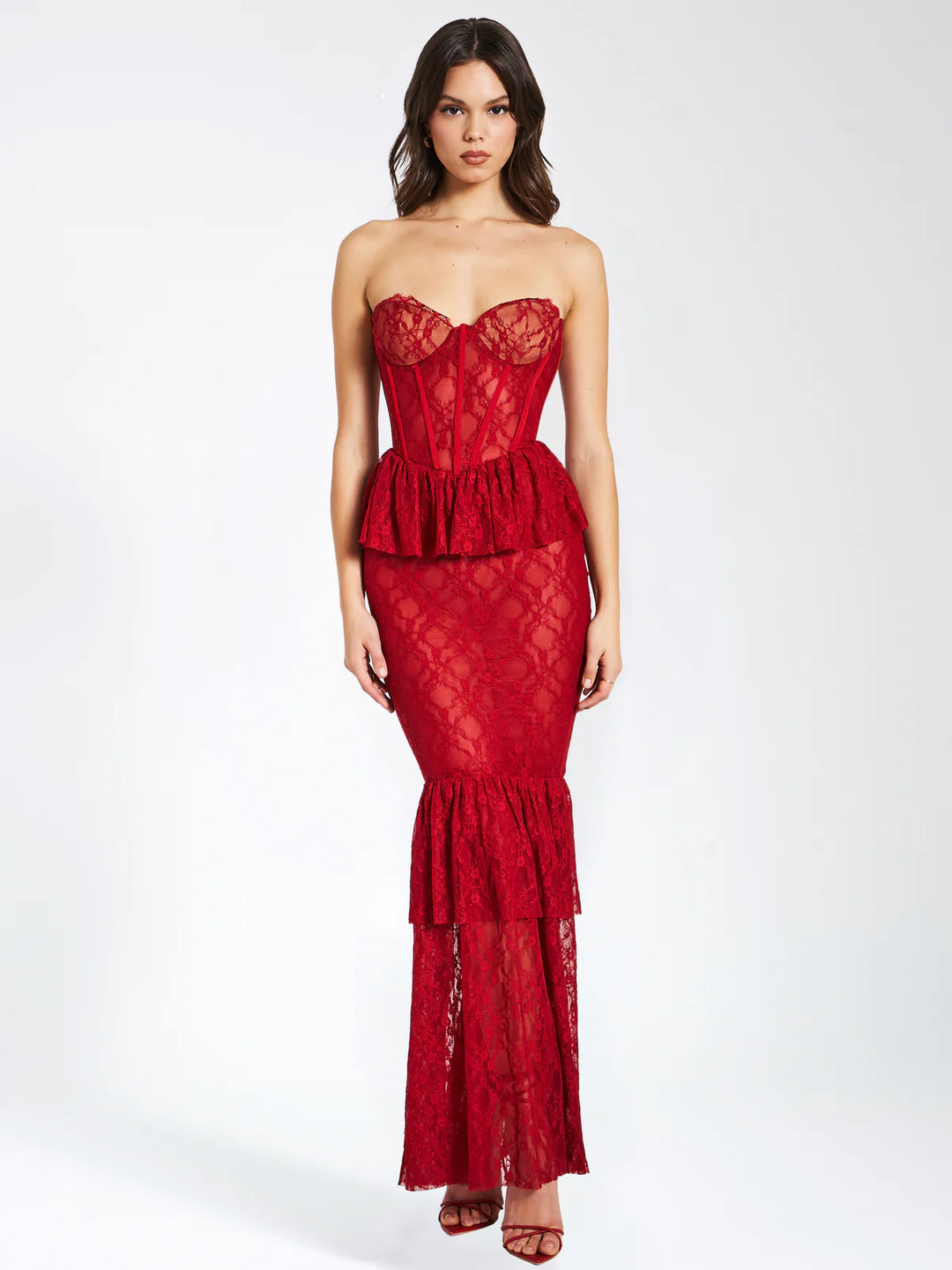 Lace See through Tube Top Fishtail Dress