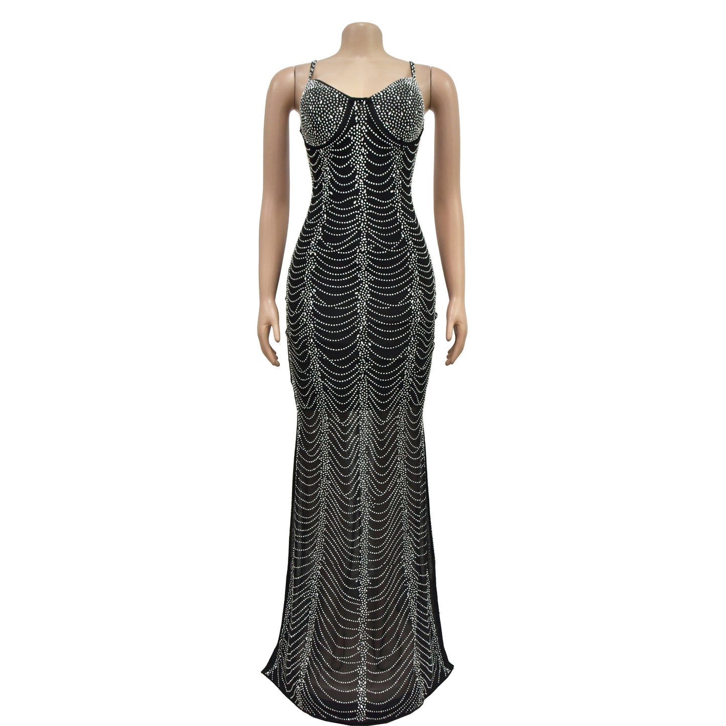 Mesh Drilling Sling Maxi Dress