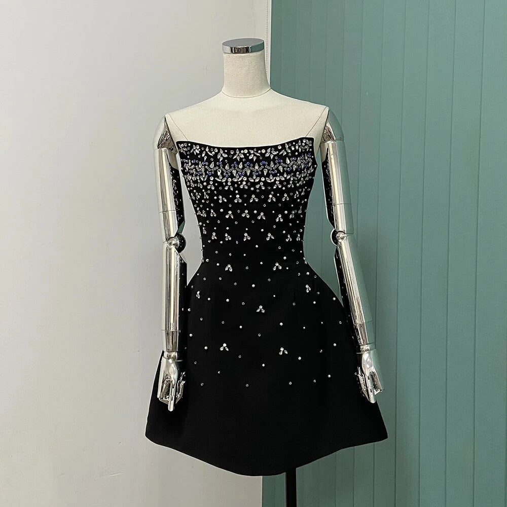 Diamond Sequins Sexy Strapless Mini Dress