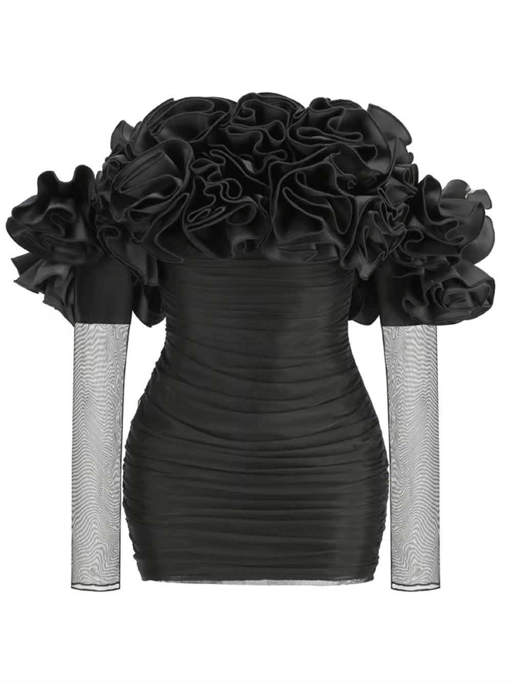 Layered Ruffle Edge Sexy Off Shoulder Mini Dress