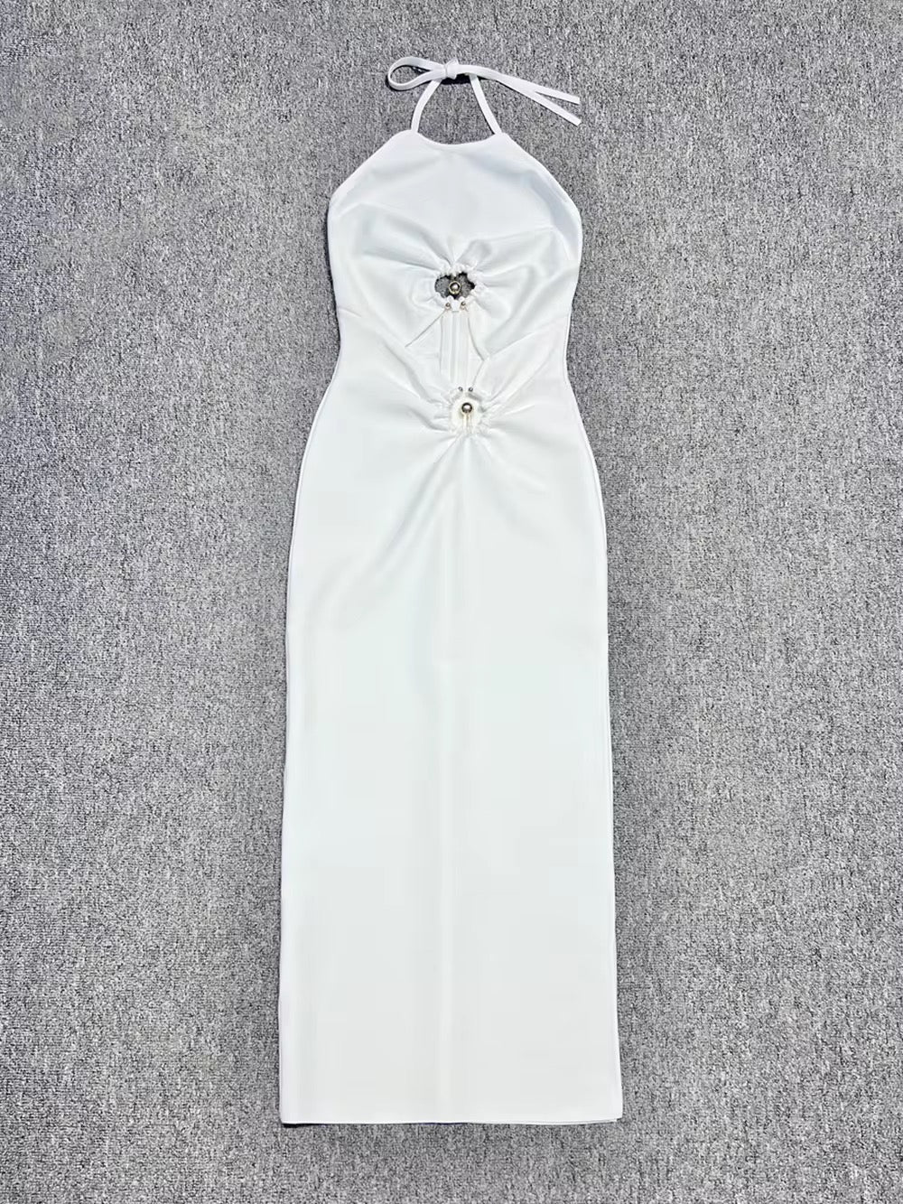 Hollow Out White Elegant Bandage Maxi Dress