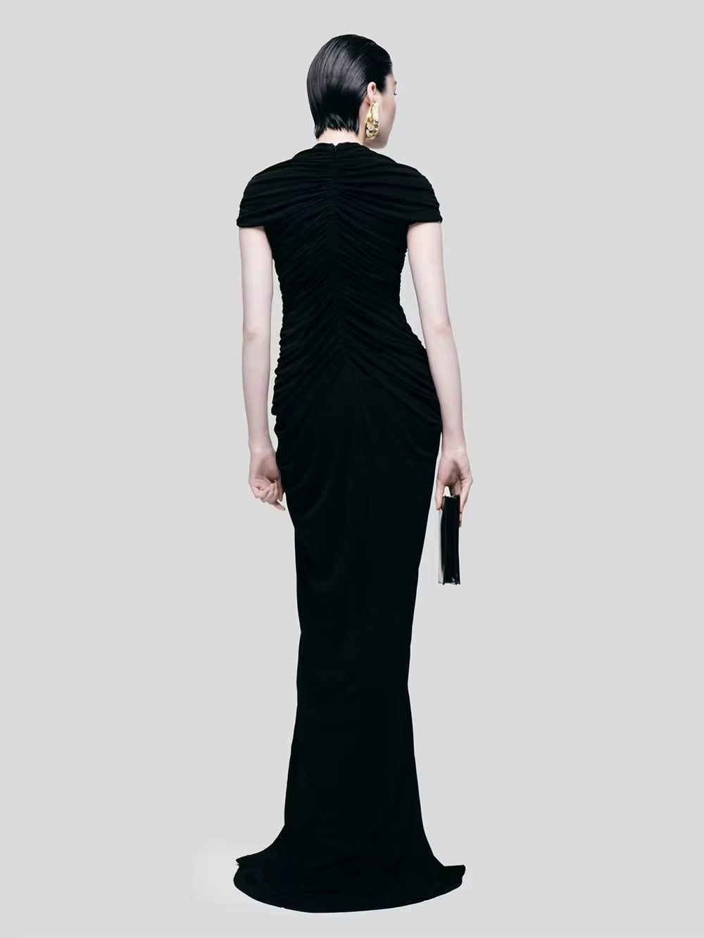 Black Elegant Mesh Long Dress