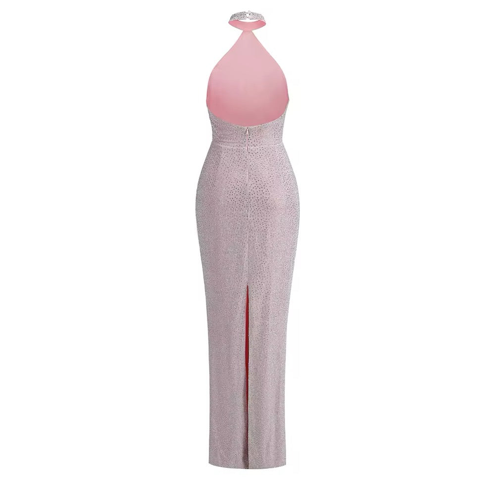 Backless Tight Maxi Pink Dress