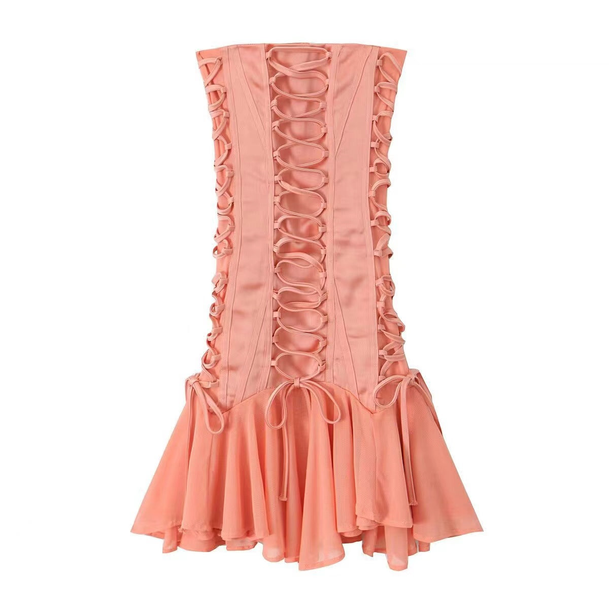 Corset Style Low Chest Mini Strapless Dress