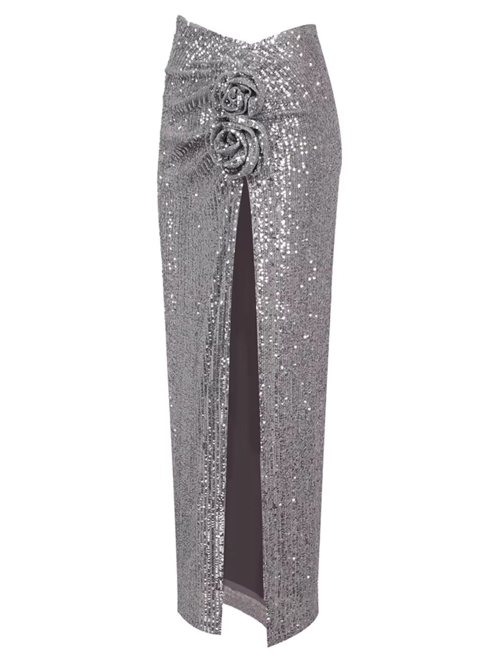 Silver Sequin Flower Skirt