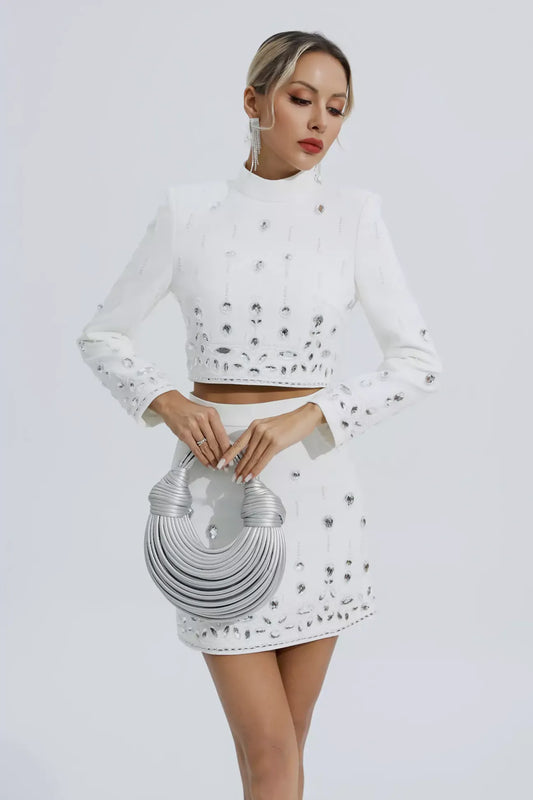 Cecelia White Crystal Embellished Set