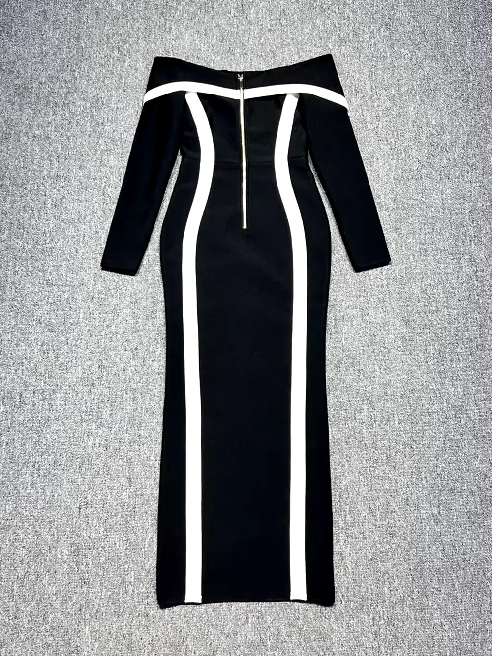 Slash Neck Long Sleeved Tight Bandage Long Dress